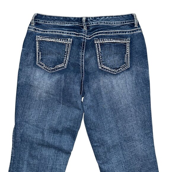 Maurices Straight Leg Jeans Womens Juniors 11 12 Distressed Frayed Ripped - Picture 6 of 8